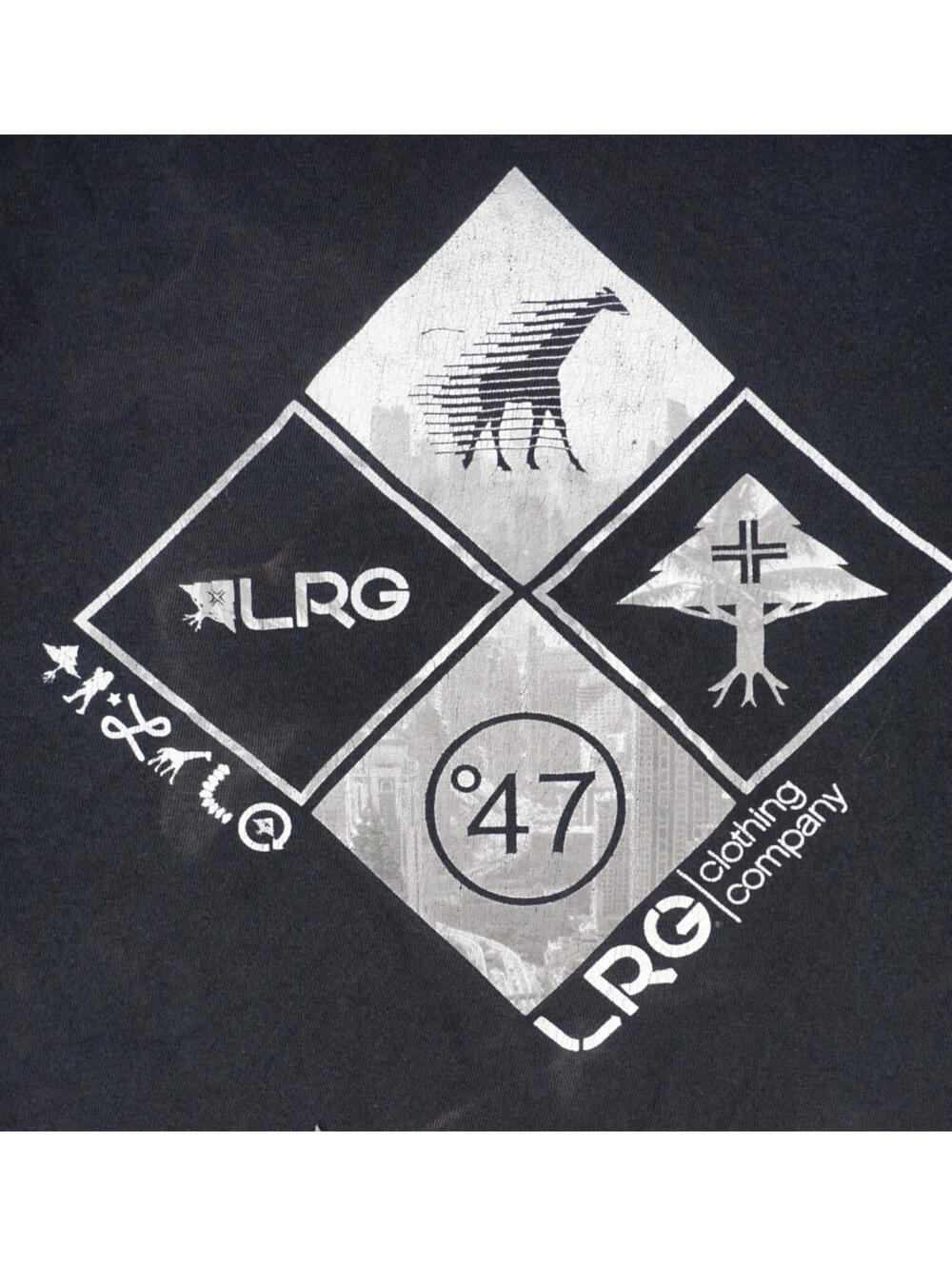 LRG Lifted Research Group T Shirt Mens Medium Graphic Logo Skater Y2K Tee Black
